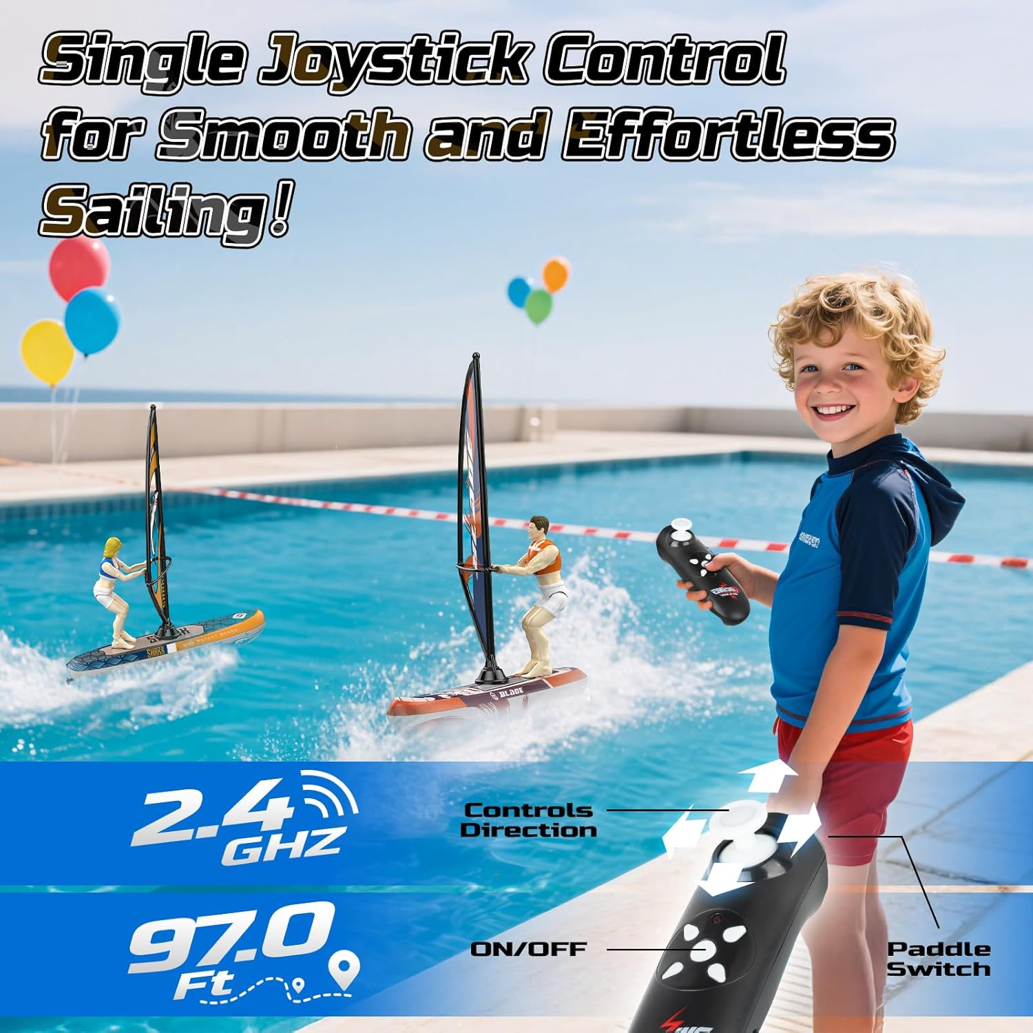 2 Pack Remote Control Sailboat Set for Kids, Waterproof RC Boat with Lights for Pools Lake, Electric Racing Boat for Adults Outdoor Water Toys
