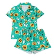 thumbnail image 2 of 2-Piece Halloween Pajamas Women Satin Casual Festive Design Ghost Bat Pattern Summerween Pajamas Loungewear Button Down Short Sleeve Sleepwear Set, 2 of 7