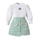 thumbnail image 1 of Gibobby Conjunto de pants para niño Conjunto de ropa de 2 piezas para bebés y Niñass de manga larga con mangas y faldas a cuadros con botones(Verde de menta, 3-4 Años), 1 of 5