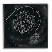 Stupell Industries Motivational Brave Fearless Quote Astronaut Starry Sky Framed Wall Art, 17 x 30, Design by Rachel Nieman
