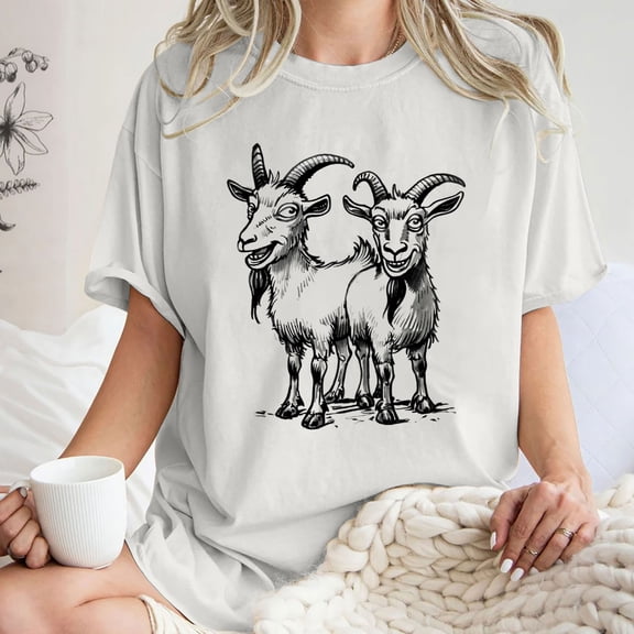 Njoeus Workout Tops for Women Custom T Shirts Funny Goats T-Shirt for Women Novelty Cute Graphic Tees Short Sleeve Crewneck Tshirts Farm Animals Graphic Oversized Shirts T-Shirts & Graphic Tees Summer