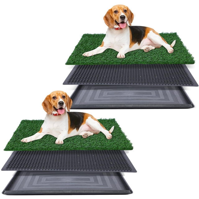 Orinal de césped artificial para perros FluffyDream con bandeja de 50 x 63 cm, color verde