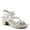 SILVER, variant on Women's YADIEL Hook and Loop Sandals – Low Block Heel with Asymmetrical Crystal-Strap Design
