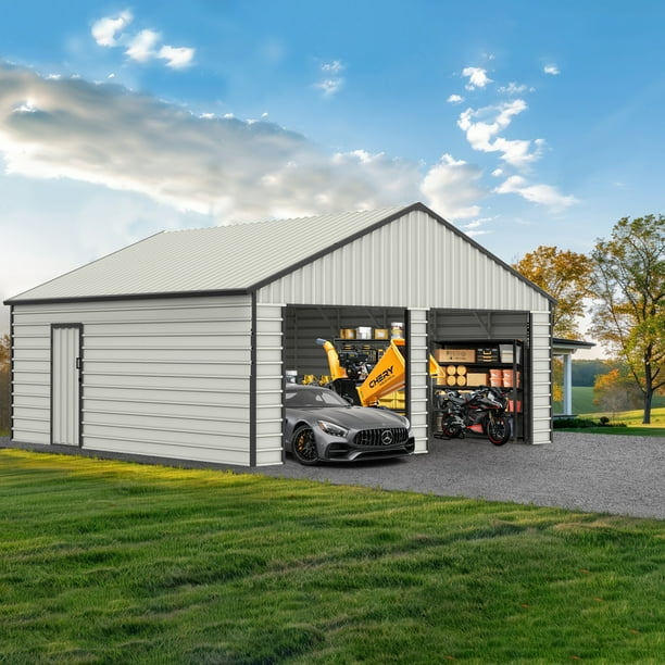 Chery Industrial 23' x 22' Double Garage Metal Shed with Side