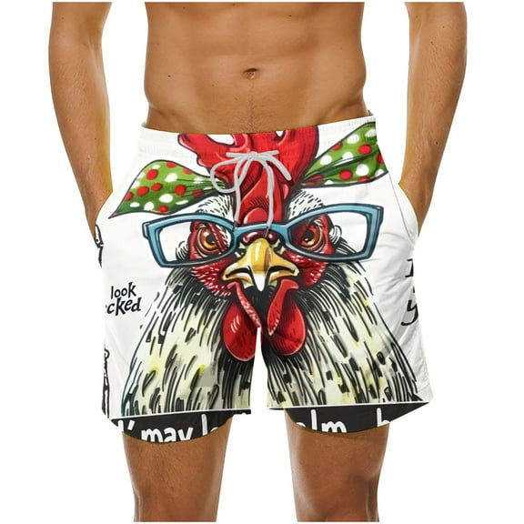 Turilly Men's Summer Shorts Elastic Waist Jean ShortsSummer Loose Beach Shorts Pocket Swimming Pants L