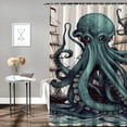 thumbnail image 2 of Creowell  Nautical Octopus Shower Curtain Funny Fun Kraken Monster Ocean Anime Pirate Sea Life Monster Cool Sailboat ShipPolyester Fabric Waterproof 69x72, 2 of 7