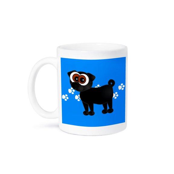 3dRose, Black Pug and Paw prints , 15oz Mug