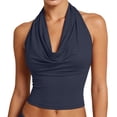 thumbnail image 2 of Women Halter Top Sexy Backless Tank Tops Cowl Neck Summer Going Out Outfits Cami Tops (XS,Dark Blue), 2 of 7