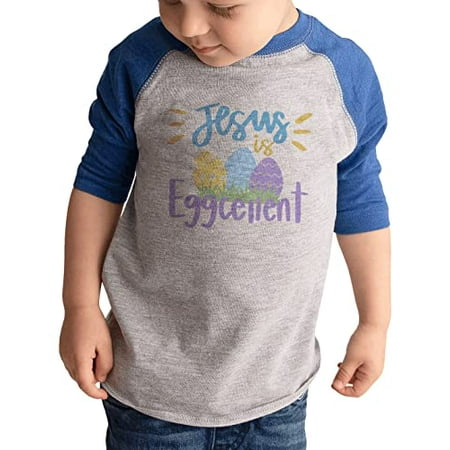 

7 ate 9 Apparel Kid s Happy Easter Shirts - Funny Jesus is Eggcellent Blue Shirt 3T