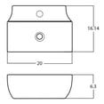thumbnail image 2 of American Imaginations AI-27970 20 in. Rectangle Above Counter White Vessel for 1 Hole Center Drilling, 2 of 3