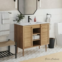 Bron 36" Freestanding Bathroom Vanity in Golden Oak with Sink Top