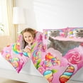 thumbnail image 4 of Manfei Cute Pet Cat Queen Comforter Set,Kawaii Kitten Bedding Sets,Rainbow Candy Print Bedding Comforter Set For Kids,Luxury Bedroom Decor Reversible,3pcs, 4 of 8