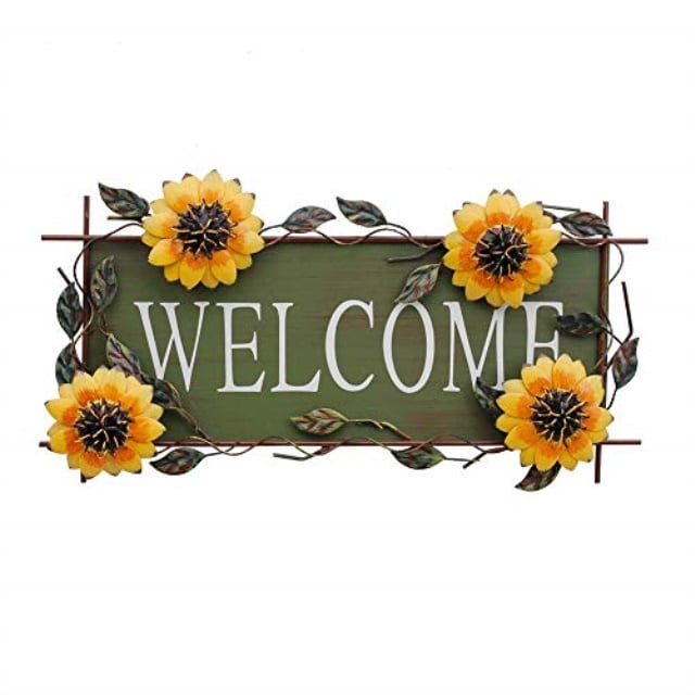 Download metal hanging sunflower welcome door sign, front door ...