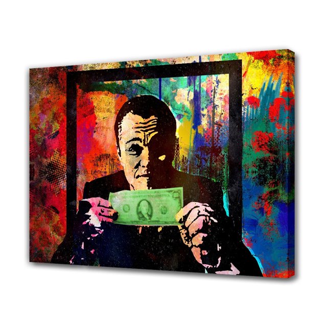Póster de lienzo flotante abstracto en negro pastel de Wolf of Wall Street, decoración de dormitorio, paisaje deportivo, decoración de oficina, regalo, estilo marco, 12 x 18 pulgadas (30 x 45 cm)