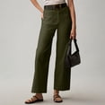 thumbnail image 6 of Women's stretch twill cotton cropped wide-leg jeans with pockets, casual ankle-length jeans, 6 of 9