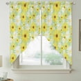 thumbnail image 2 of Farmhouse Daisy Swag Curtains for Kitchen/Bedroom/Living Room, Spring Watercolor Yellow White Floral Green Scalloped Curtains 63 Inch Long, Window Swag Topper Curtains Valances 2 Panels Set 36"x63", 2 of 8