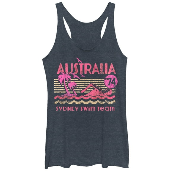 Women's Lost Gods Australia Swim Team Racerback Tank Top Navy Blue Heather X Large