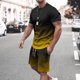 thumbnail image 2 of Mens Pantalones Casuales Cuello Redondo Impresión de Manga Corta Blusa Y Pantalones Cortos Traje, Pantalones de Traje para Hombres, 2 of 7