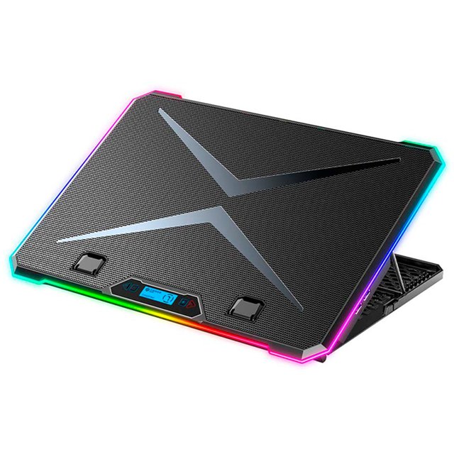 Base Enfriadora Gamer Balam Rush EOLOX FREEZ EF707 Laptop 17 pulgadas 6 fan RGB Negro