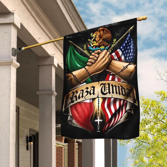 FLAGWIX Flags-Mexican American Flag THN2179F, House Flag (29.5" x 39.5")-USA House Garden Flags Premium Polyester-Decorative Outdoor Flags