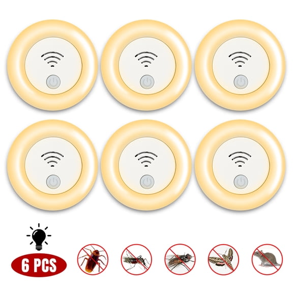 Ultrasonic Pest Repeller 6 Packs, Ultrasonic Pest Control,Electronic Indoor Pest Repellent Plug in,with LED Night Light