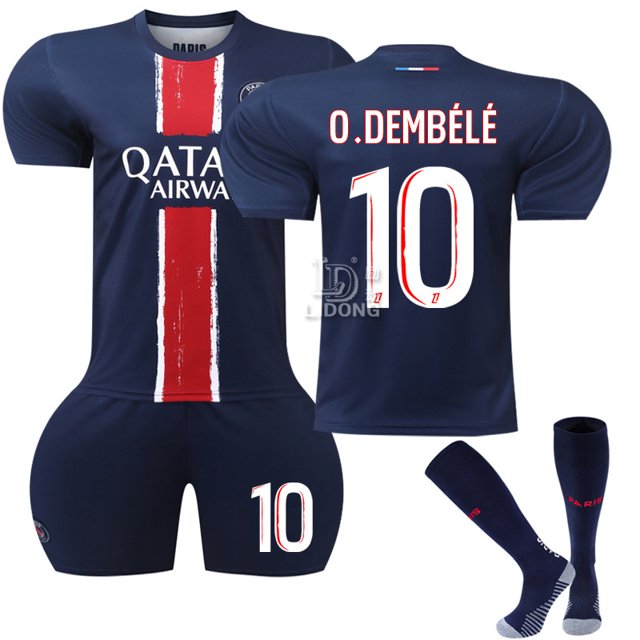 2425 New Paris Home Blue Quick-drying Football Sportswear #10 O.DEMBELE Copy Player Name Jersey