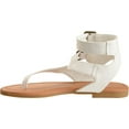 thumbnail image 3 of Journee Collection Womens Kyle Faux Leather Ankle Straps Flat Sandals, 3 of 6