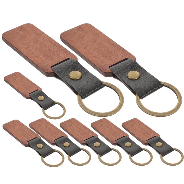 IFANLANDOR 8Pcs Hand Carved Wood Keyring Diy Lettering Multi Color Blank Design for Anniversary