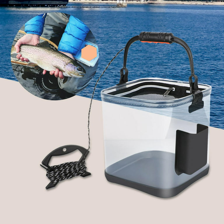  Transparent Top Cover Fishing Bucket, Foldable Fish