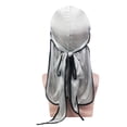thumbnail image 1 of Silky Cap Bonnet Headwraps con cola larga Moda Elasticidad Flexible Ajustable para ciclistas Amantes del hip-hop Decoración diaria Silver Black Edge Scienceny  AP008480-10B, 1 of 5
