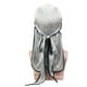 thumbnail image 1 of Silky Cap Bonnet Headwraps con cola larga Moda Elasticidad Flexible Ajustable para ciclistas Amantes del hip-hop Decoración diaria Silver Black Edge Scienceny  AP008480-10B, 1 of 5
