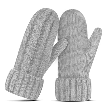 Whiteleopard Women's Mittens Winter Thick Gloves- Warm Soft Lining Cozy Hand Warmer Cable Knit Glove Mitten for Women Girls