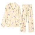 thumbnail image 3 of Lumistal Womens Pajama Sets Long Sleeve Button Down Shirt and Capri Pant Cute Patterned Fall Comfy Soft 2 Piece Pajamas Set With Pockets Women's Sleepwear M, 3 of 3