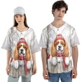 thumbnail image 4 of Playful Cavalier King Charles Spaniel Welcomes Winter Snowy Day with Cardinal Bird All Over Print 3D Baseball Shirt Dog Lover Gifts Softball Sport - 2017, 4 of 6