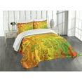 thumbnail image 3 of Ambesonne Rasta Quilted Bedspread Set 3 Pcs, Jamaican Island Flower, Queen Size, Pale Green Marigold, 3 of 5
