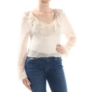 FREE PEOPLE $168 Womens New 1400 Ivory Macaroon Ruffled Sweater M B+B