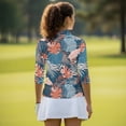 thumbnail image 5 of Uorisanigo Colored Palm Leaves Womens 3/4 Sleeve Golf Shirts Casual 3/4 Roll Sleeve Quick Dry Athletic Polo Shirts for Women Workout Sports Versatile 1/4 Zipper Outing Wear Size M, 5 of 7