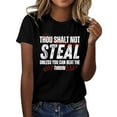 thumbnail image 2 of Tittly T Shirts for Women Graphic Tees Thou Shall Not Steal Unless You Can Beat The Throw Women's Letter Baseball Love Print Round Neck Short Sleeve T Shirt Top Tshirts Shirts Womens Tops Black L, 2 of 5