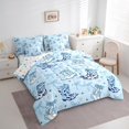 thumbnail image 3 of Erosebridal Blue Bow Bed in a Bag King Size,Retro Rustic Cowboy Bed Set,White Daisy Bedding King Size For Kids,Super Cozy Room Decoration Reversible,7 Pieces, 3 of 6