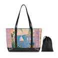 thumbnail image 7 of FORMRS Canvas Laptop Tote Bag for Women with 15.6" Computer Compartments Shoulder Handbag, Pink Seaside Boat, 7 of 7