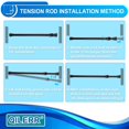 thumbnail image 4 of QILERR Tension Rods 28 to 48 Inches - 2 Pack Adjustable Spring Curtain Extension Rods for Windows, Kitchen, Bathroom, Cupboard, Wardrobe (Black), 4 of 7