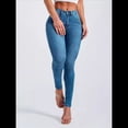thumbnail image 4 of Vaqueros de Cintura Alta para Mujer, Elásticos, Ajustados, con Bolsillos, Mezcla de Algodón Suave y Transpirable Azul Vaquero L, 4 of 7