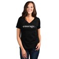 thumbnail image 2 of Courage Women's Fashion Relaxed V-Neck T-Shirt Tee Heather Black Large, 2 of 5