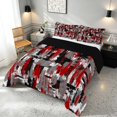 thumbnail image 3 of Manfei Abstract Watercolor Brushstroke Queen Comforter Set, Red Black White Ombre Comforter Sets Queen, Black Reversible 3pcs, 1 Comforter and 2 Pillowcases, 3 of 6