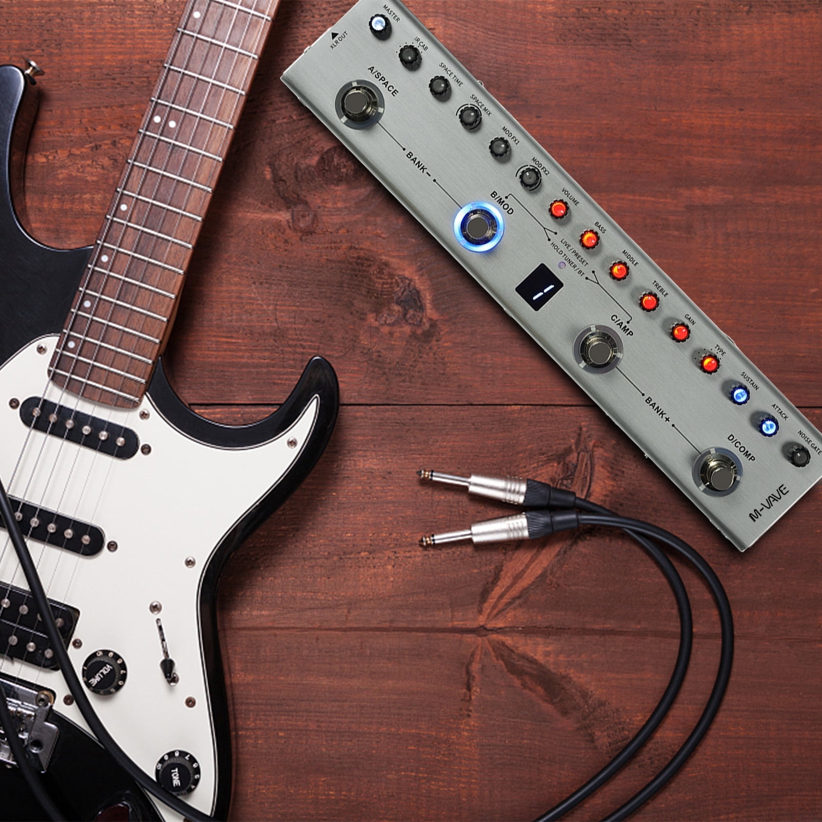 bass pedal Bass Bass Multi Effects Pedal 3 Band Equalizers XLR Balanced Output 3 Delays 3 Reverbs Bass Effects Pedal BT Connection Type-C Rechargeable for Electric Bass