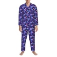 thumbnail image 3 of Lsque Skull daisy purple Pattern Long Sleeve Pajama Set for Men - Soft 2-Piece Sleepwear and Loungewear Set with Pockets, Comfy Nightwear-XX-Large, 3 of 7