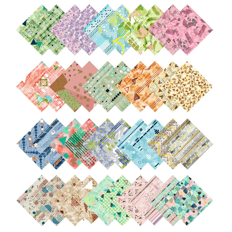 Soimoi Geometric With Texture Print Precut 5-inch Cotton Fabric Quilting  Squares Charm Pack DIY Patchwork Sewing Craft 