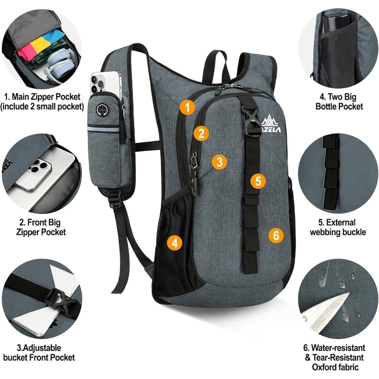 15L Small Hiking Backpack for Women Men, Foldable Packable Backpack with  Phone Pocket, Lightweight Travel Daypack for Hiking Camping Outdoor (Black)  - Walmart.com