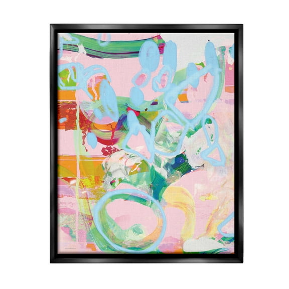 Stupell Industries Pastel Abstract Expression Abstract Painting Black Floater Framed Canvas Art Print Wall Art, 17 x 21
