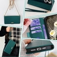 thumbnail image 3 of Allytechgroup Wallet Phone Case for Google Pixel 6 Pro, PU Leather Cards Slots RFID Blocking Flip Cover Metal Strap Hand Wrist Shockproof Stylish Case for Women Girls, Green, 3 of 8